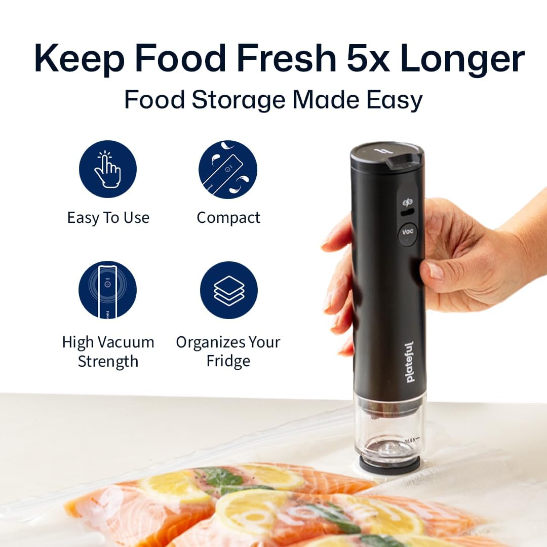 Handheld Vacuum Sealer for Food - Portable Cordless Food Vacuum Sealer Machine, Compact Mini Seal for Storage, Sous Vide & Freezer Preservation (15 Bags)