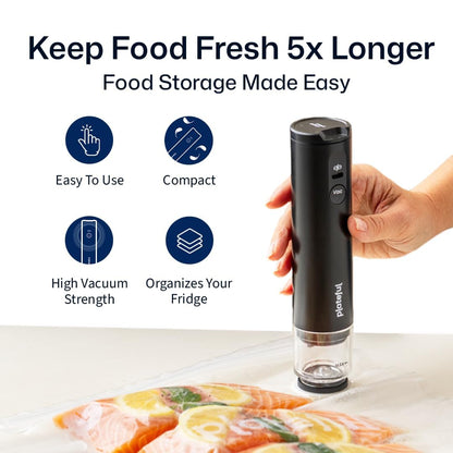 Handheld Vacuum Sealer for Food - Portable Cordless Food Vacuum Sealer Machine, Compact Mini Seal for Storage, Sous Vide & Freezer Preservation (15 Bags)