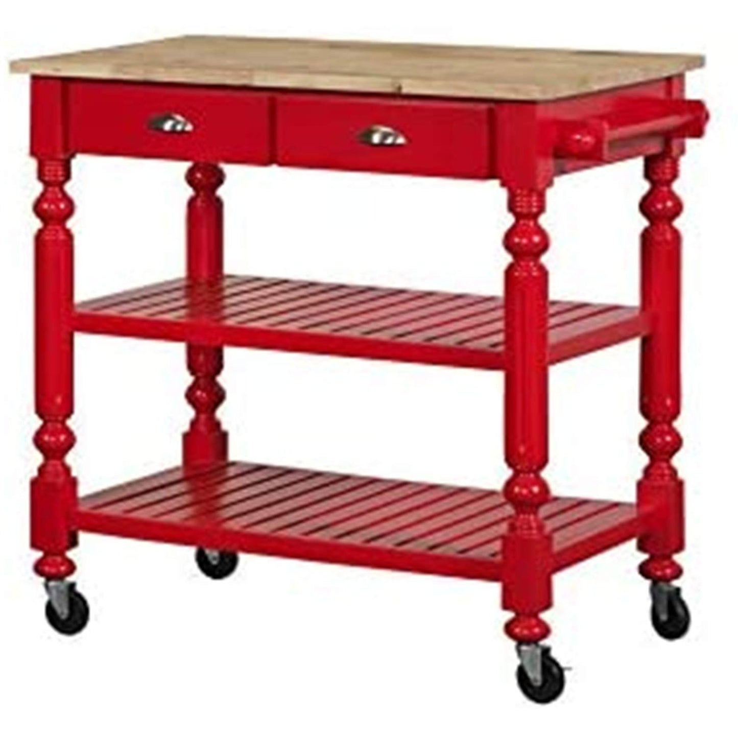 Bernards Natural Kitchen Island, red