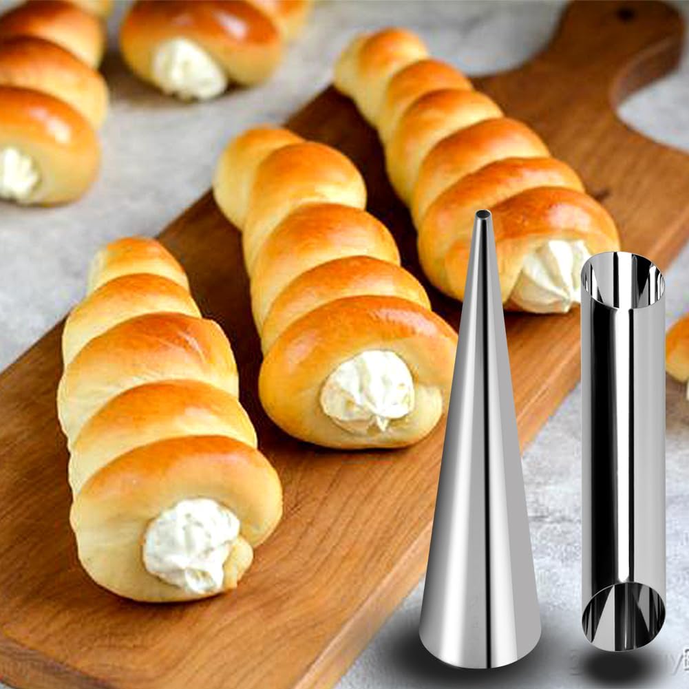 Guowall Cream Horn Mold, 21pcs Stainless Steel Ice Cream Cone Mold and Tubular Shaped Reusable Pastry Mould