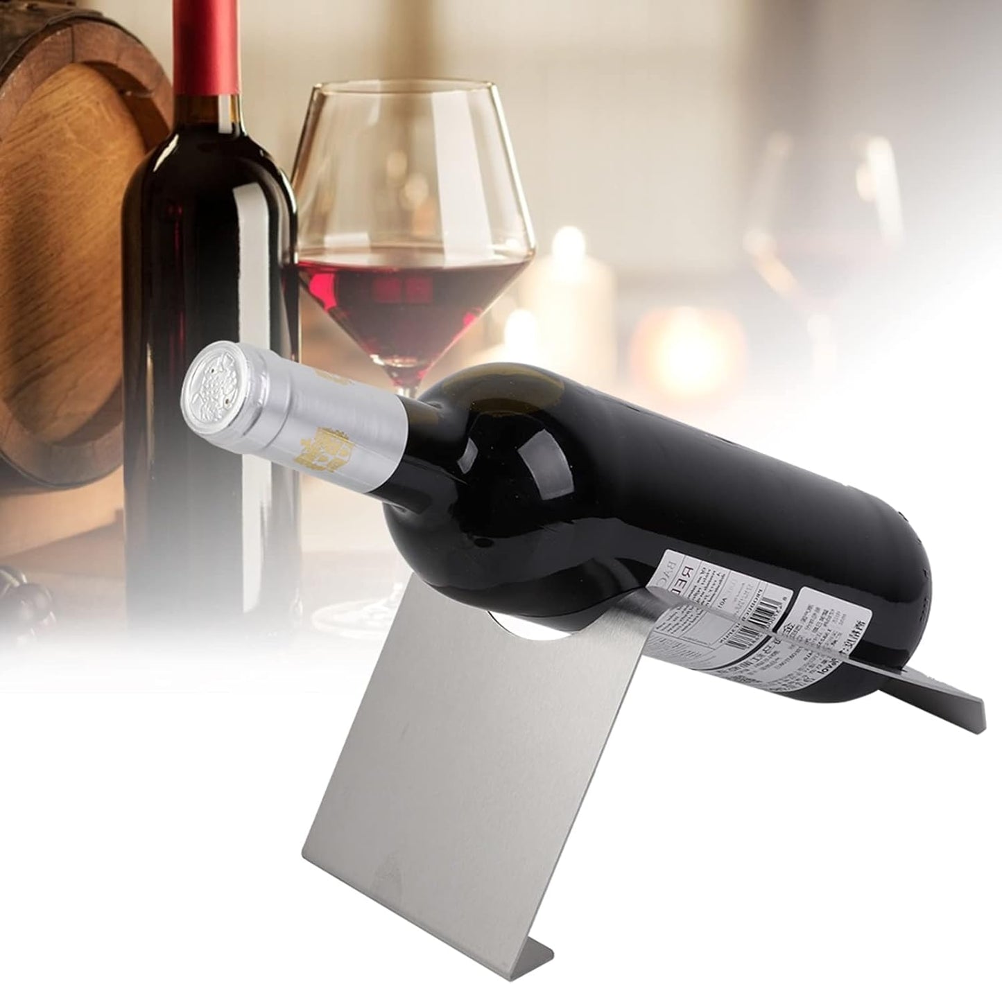 Zerodis Wine Holder - Stainless Steel Single Wine Bottle Rack for Kitchen Pantry Cabinet Bar Display Stand