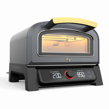 Current® Model P Smart Electric Pizza Oven, 12-Inch, 850°F Max, Multiple Cooking Modes, App Connectivity for Temperature Monitoring & Custom Cooking Times, Compact for Indoor & Outdoor Use, Slate