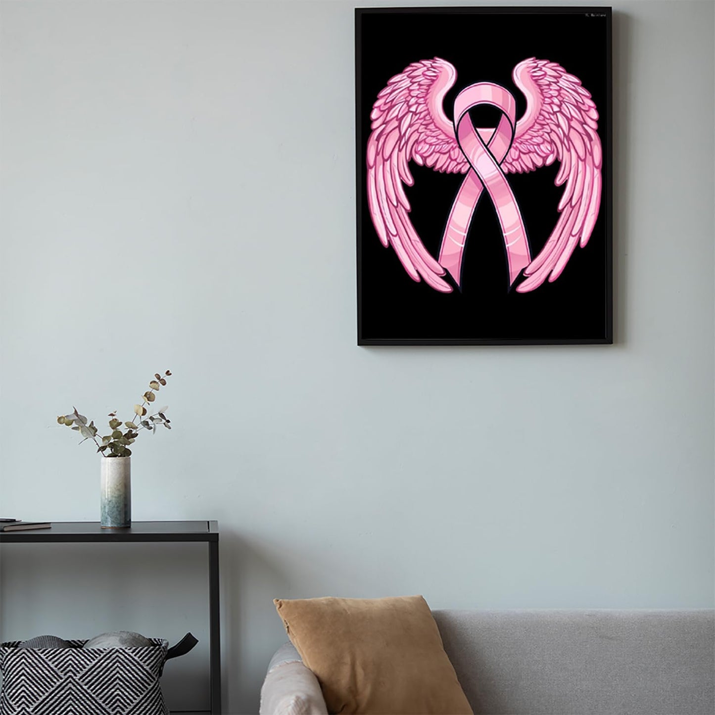 YL Mainland Breast Cancer Awareness Ribbon Funny Diamond Painting Kits for Adults Personalized Diamond Art Kits for Home Wall Decor 12x16 inch