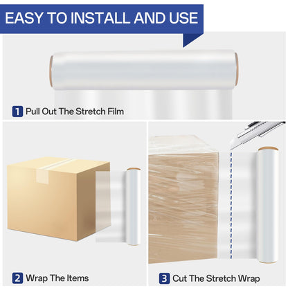 Stretch/Shrink Wrap Roll 18 Inch 1500ft,Heavy Duty 800% Stretch,Clear 80 Gauge Industrial Strength Stretch Film,Plastic Wrap for Pallet Wrap for Pallets,Packing, Shipping&Furniture Protection(4 Roll)