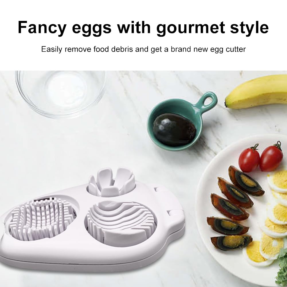 3 in 1 Boiled Egg Slicer, Manual Egg Slicer for Hard Boiled Eggs, 3 Slice Modes Chopper Cutter Stainless Steel Dicer, Kitchen Gadget for Butter Strawberry Tomato, Labor Saving