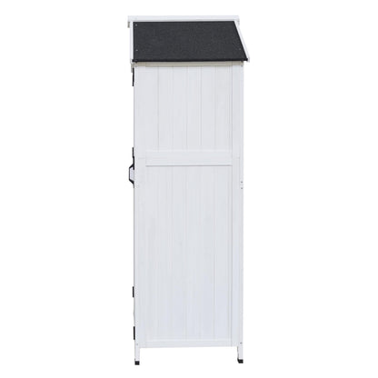 Christopher Knight Home Neapo 67" Outdoor Storage Shed, Spacious Storage Garden Tools Shed, Fire Wood Tall Sheds, Two Open Doors, Wooden Panel Design, Easy Organize Lawn Mowers, Shovels, Pots, White