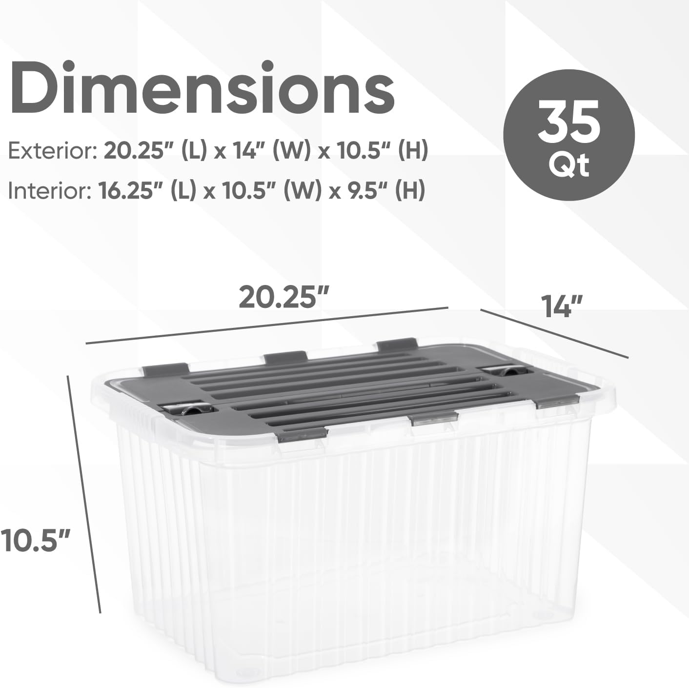 Superio Clear Storage Box with Lid, Stackable Plastic Container Bins for Organizing Home, Office, and Dorm