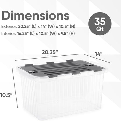 Superio Clear Storage Box with Lid, Stackable Plastic Container Bins for Organizing Home, Office, and Dorm