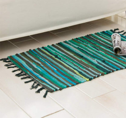 Chindi Rag Rug, Multi Color Striped Area Rug, Machine Washable Cotton, 20'' x 31"