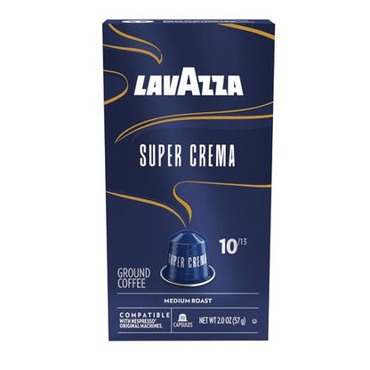 Lavazza Super Crema Capsules - Medium Roast Arabica & Robusta Blend for Nespresso Machines | 10 Count
