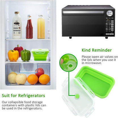 Alimat PluS 27oz Collapsible Food Storage Containers with Lids, 3 Pack Set 800ml Silicone for Kitchen and Outdoor