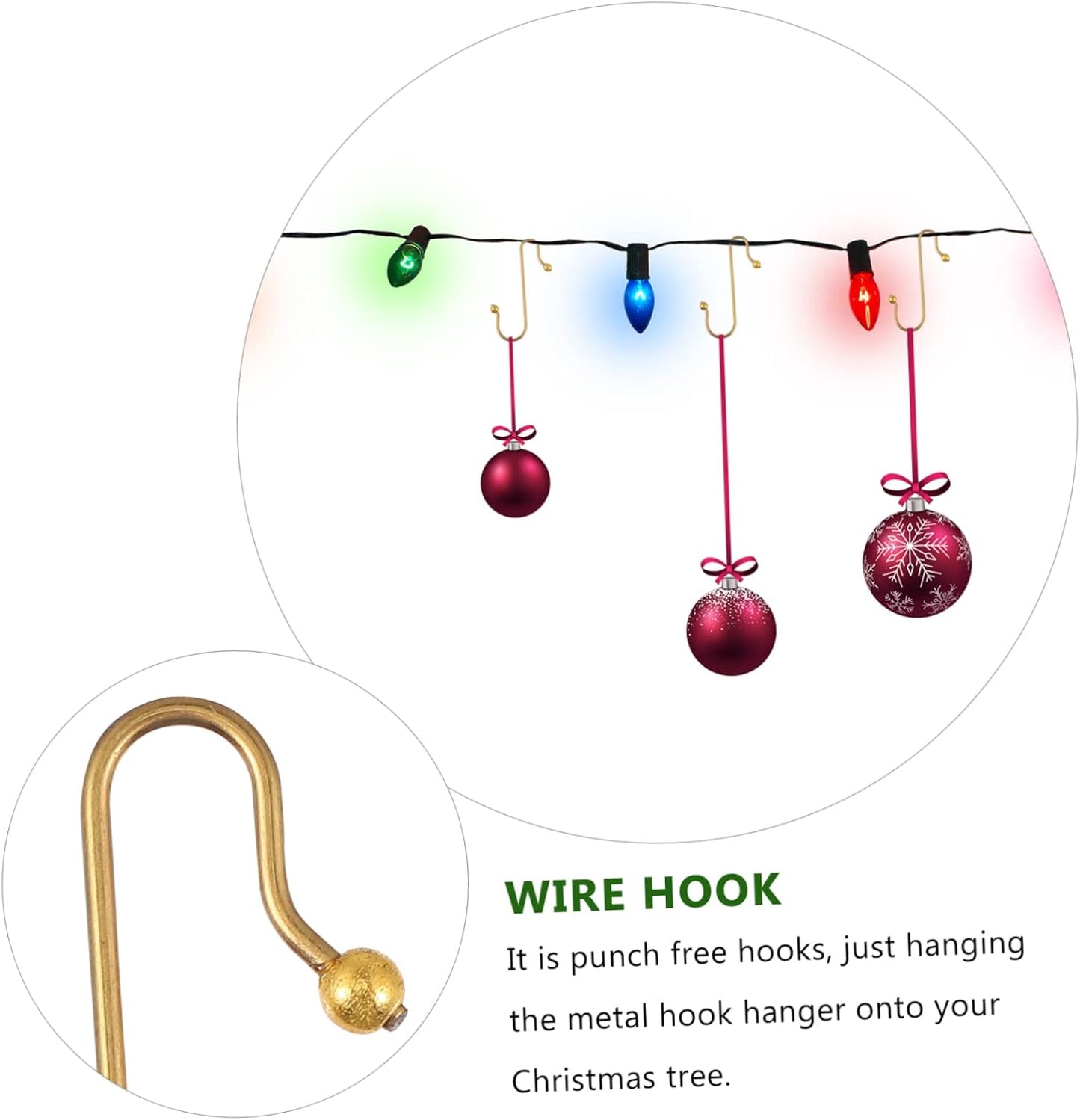 40pcs Hook up Christmas Tree Hangers - Holiday Ornament Hanger Hooks for Ornaments, Christmas Party Favor