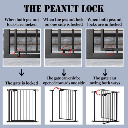 DEARBB Triple Lock Baby Gate for Stairs Doorways and House 31" to 86" Extra Wide Pressure Mounted Easy Walk Through Auto Close Safety Pet Gate Black 49.21-67.32"