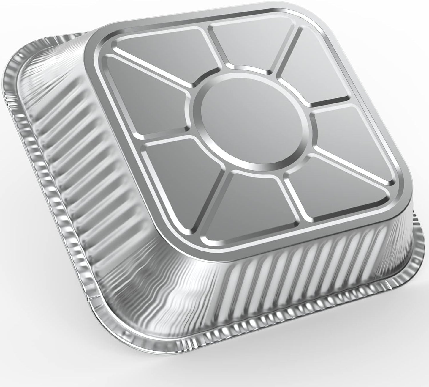 WANBAO 50 Pcs Disposable Aluminum Baking Pans, Square 8'' X 8'' X 2'' Inch for Meal Prep and Catering