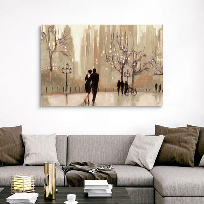 CANVAS ON DEMAND An Evening Out Neutral Canvas Wall Art Print by Julia Purinton, Contemporary, Figurative, Home Decor, Woman, Figurative Artwork,60" x40in