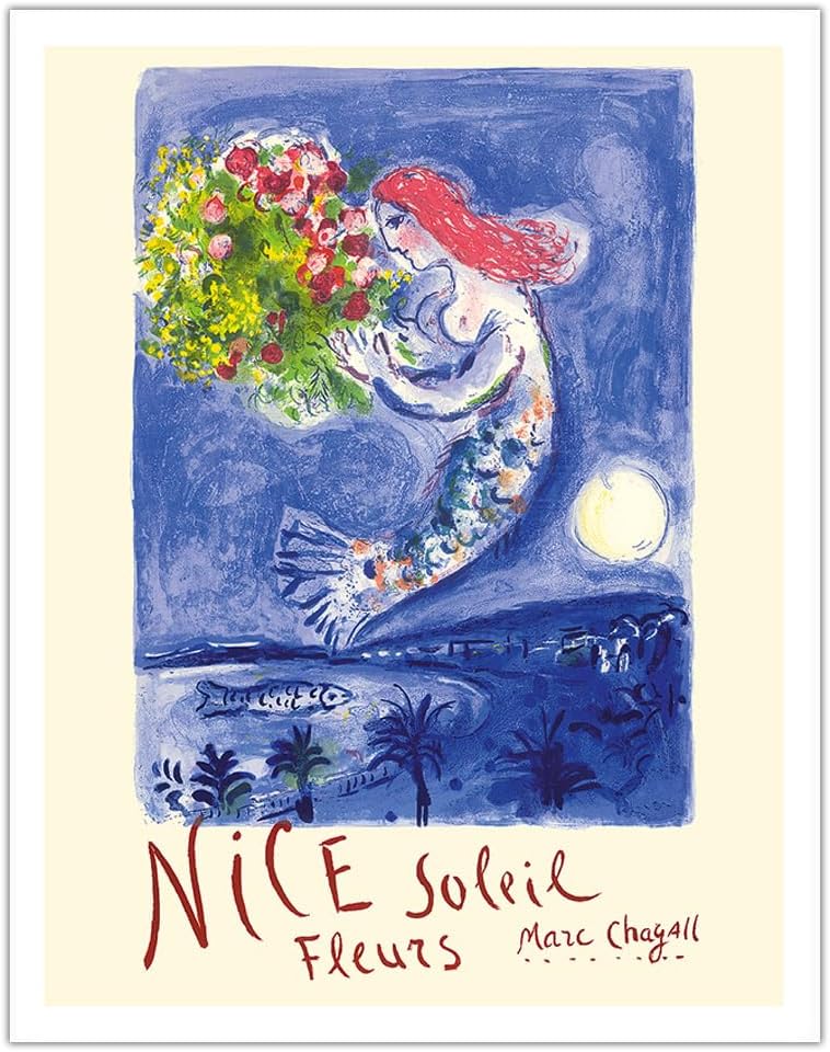 Nice France - Sun and Flowers (Soleil Fleurs) - Vintage Travel Poster by Marc Chagall c.1962 - Fine Art Matte Paper