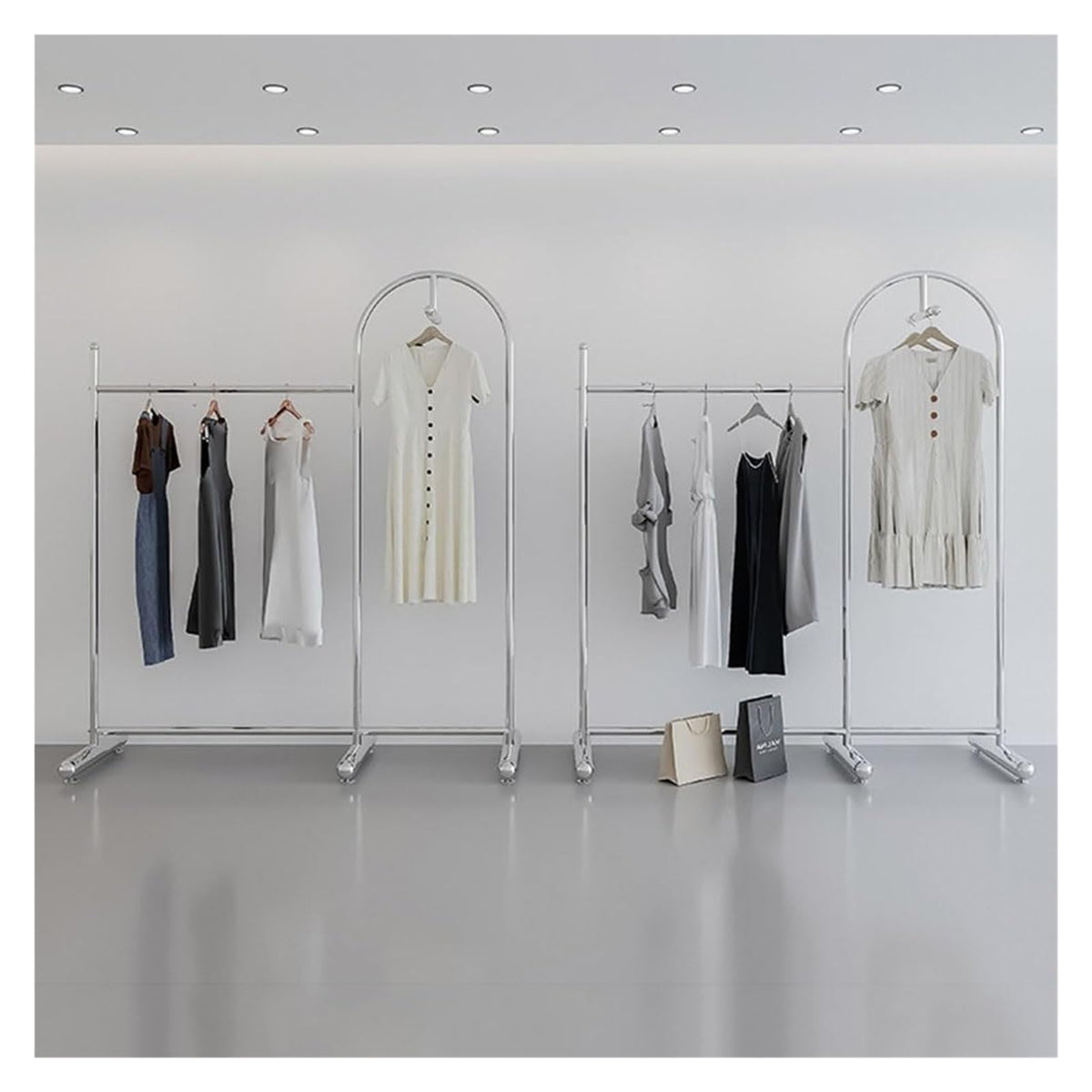 CUTPOIY Clothes Rail Garment Rack Commercial Heavy Duty Garment Rack, Stainless Steel Clothing Rack Free Standing Coat Rack for Bedroom Clothes Drying Rack for Hanging Clothes, Silver-130x40x170cm