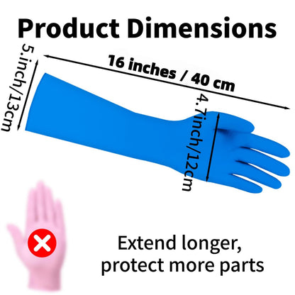 JINGLIKANG 16inch Nitrile Disposable Gloves Long Sleeves Blue 6mil Durable Waterproof 20PCS Clean Dishwashing White Medium Size (20, Blue, M)