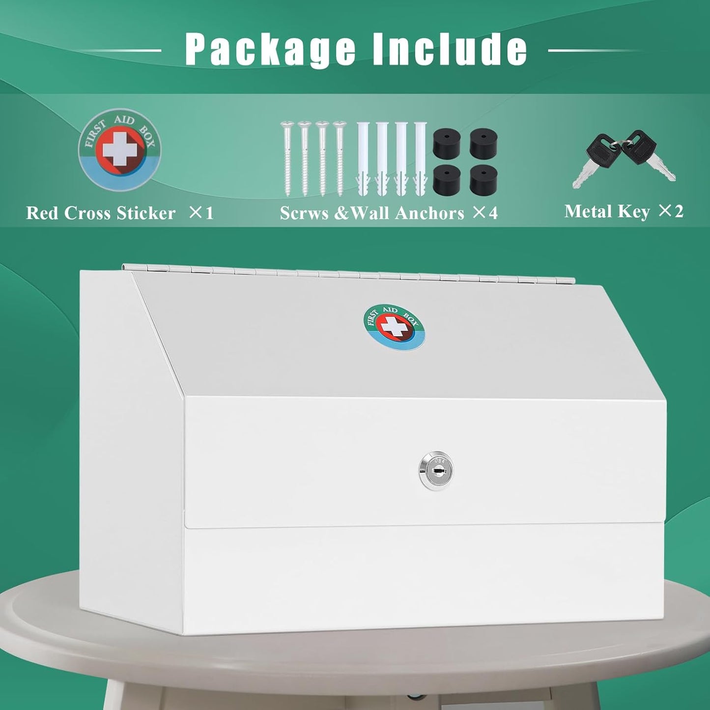 12.2 5.9 7.87 inch KYODOLED Wall Mount Medicine Lock Box, Drug Cabinet with Key, Large Capacity Secure Steel
