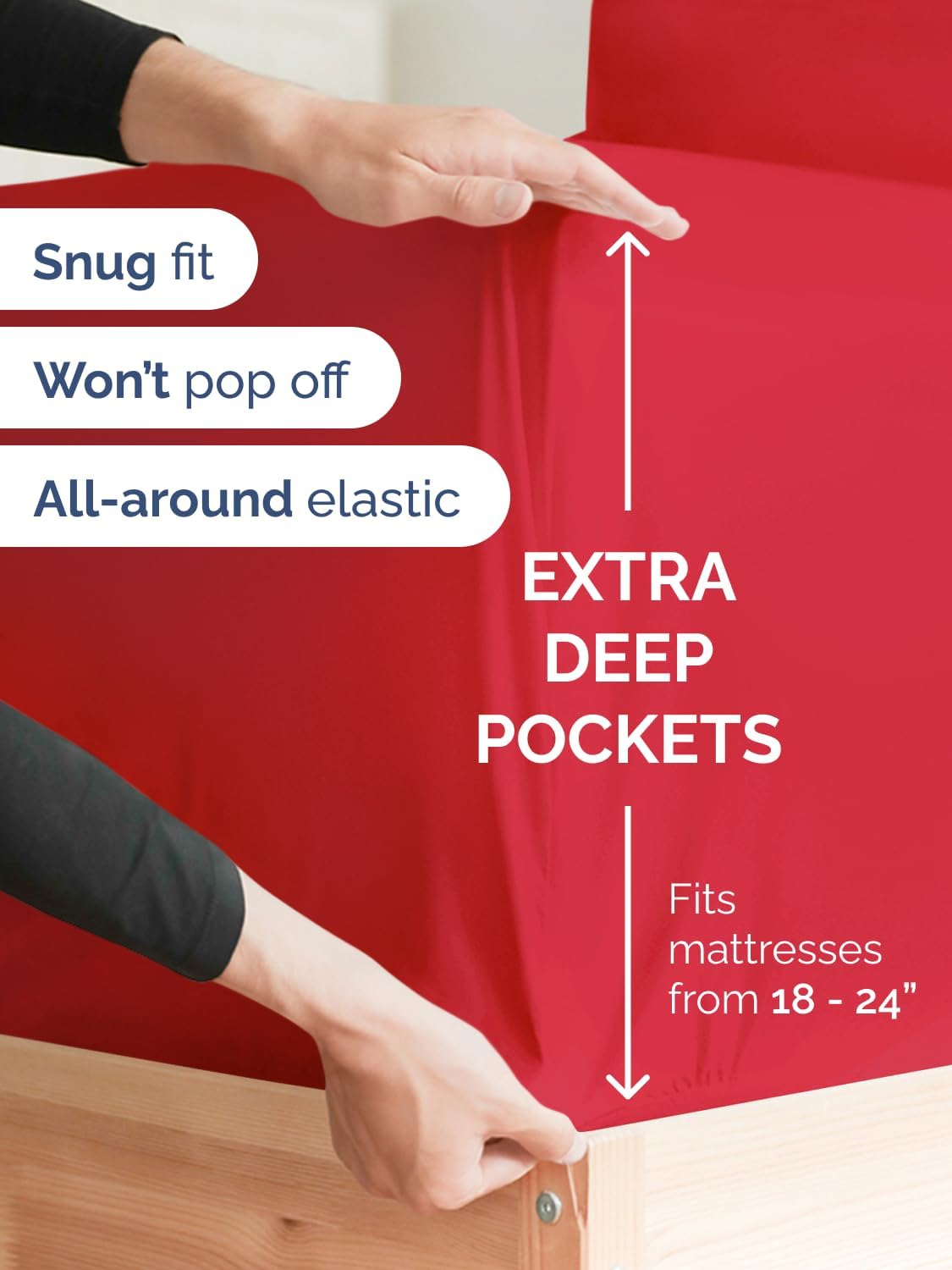 Skiennix Extra Deep King Sheet Set - 6 Piece Breathable Cooling Bedding - Soft Wrinkle-Free Red