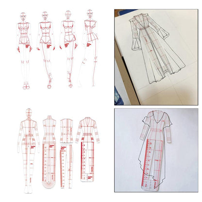 DYNWAVE 8 Pcs French Curve Template Ruler Set,Sewing Humanoid Patterns Design for Dressmaking, Tailoring, Fashion Designing