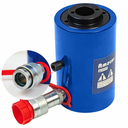 AMZCNC 20T Hydraulic Cylinder Jack Hollow Single Acting Hydraulic Ram Cylinder 4"(100mm) Hydraulic Lifting Cylinders (20T 4Inch Hollow)