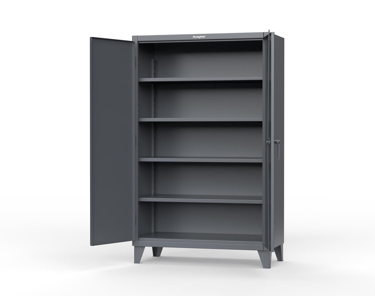 Strong Hold, 48" W x 24" D x 78" H, Industrial Cabinet, Heavy-Duty, Welded and Assembled, 12-Gauge Steel, Dark Gray, 4 Adjustable Shelves with 1,200 lbs. Capacity Each - Made in The USA, 46-244