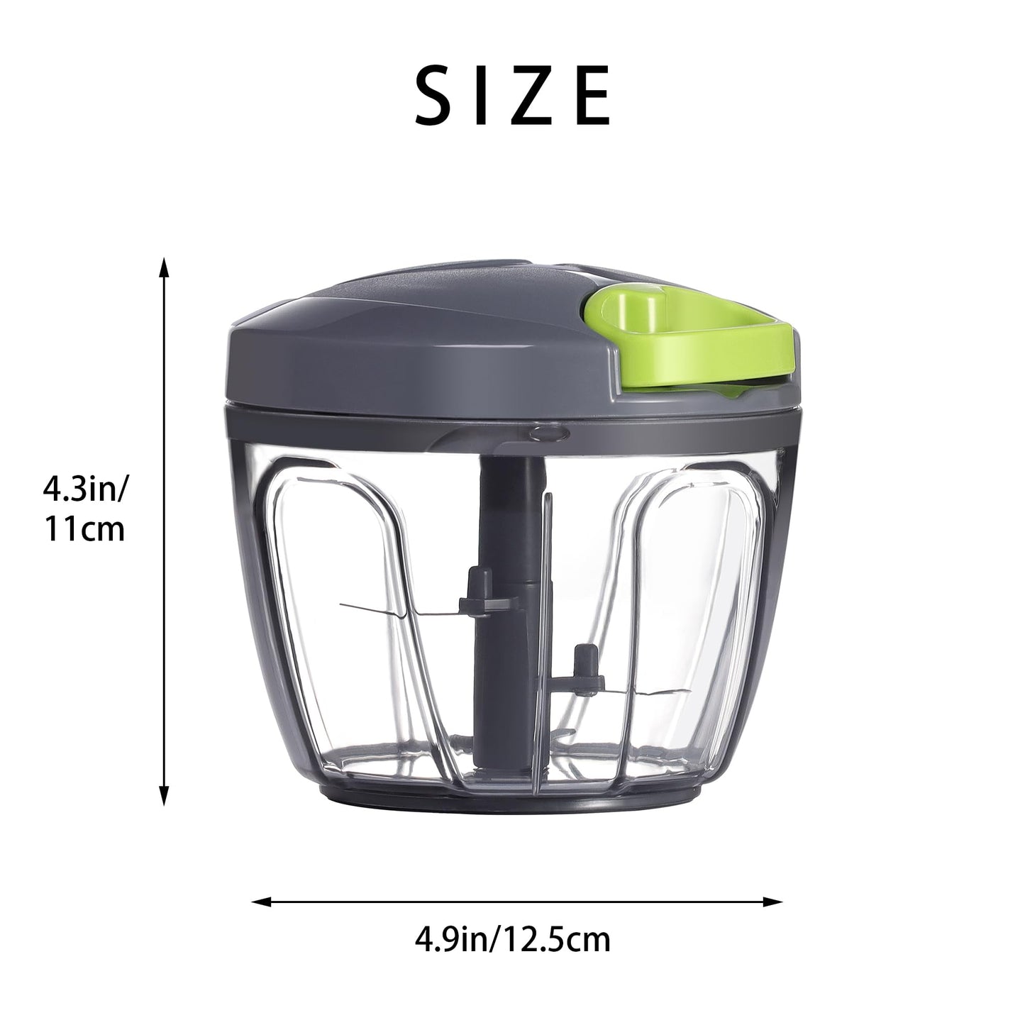 Ourokhome Manual Food Processor Vegetable Chopper, Portable Hand Pull String Garlic Mincer Onion Cutter for Veggies, Ginger, Fruits, Nuts, Herbs, etc., 650ml, Grey