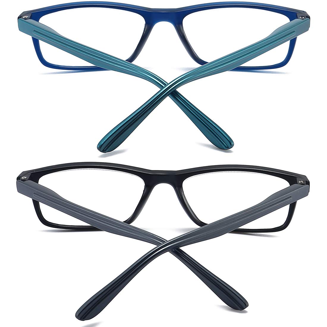 RaoOG Reading Glasses 1.5 Blue Light Blocking for Men Women,Rectangular Frame Computer Readers with Spring Hinge,Anti Eyestrain/UV Ray Flexible Eyeglasses (2-Pack/Case)