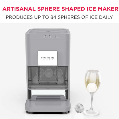 Frigidaire, EFIC240 Countertop Artisanal Sphere Ice Machine, Transparent Window, Gourmet Ice Maker, 84 Sphere per Day Capacity, Auto Self Cleaning Ice Making Machine (Grey)