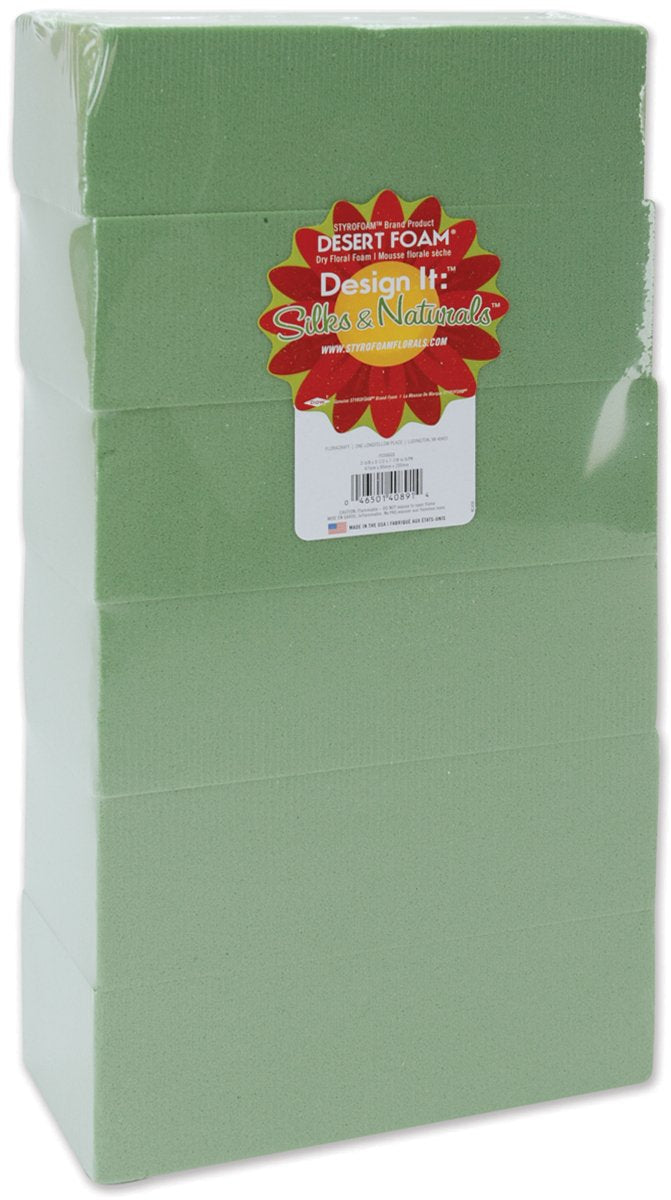 FloraCraft Floral Desert DryFōM 6 Piece Brick 2.6 Inch x 3.4 Inch x 7.8 Inch Green