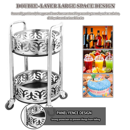 Portable Mobile Double Armrest Drink Cart, Bar Cart with Wheels High-end Restaurant Luxury Style Serving Cart, Housewarming Gift(Gold)