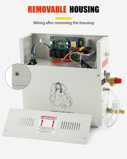 CGOLDENWALL 10.5KW Luxury Steam Generator Shower System Kit Complete Home Steam Sauna Spa Steam Bath Generator with Waterproof Control and Auto Drain 95-131℉ Max Space Heating 10.5 m³/371 ft3 (10.5KW)