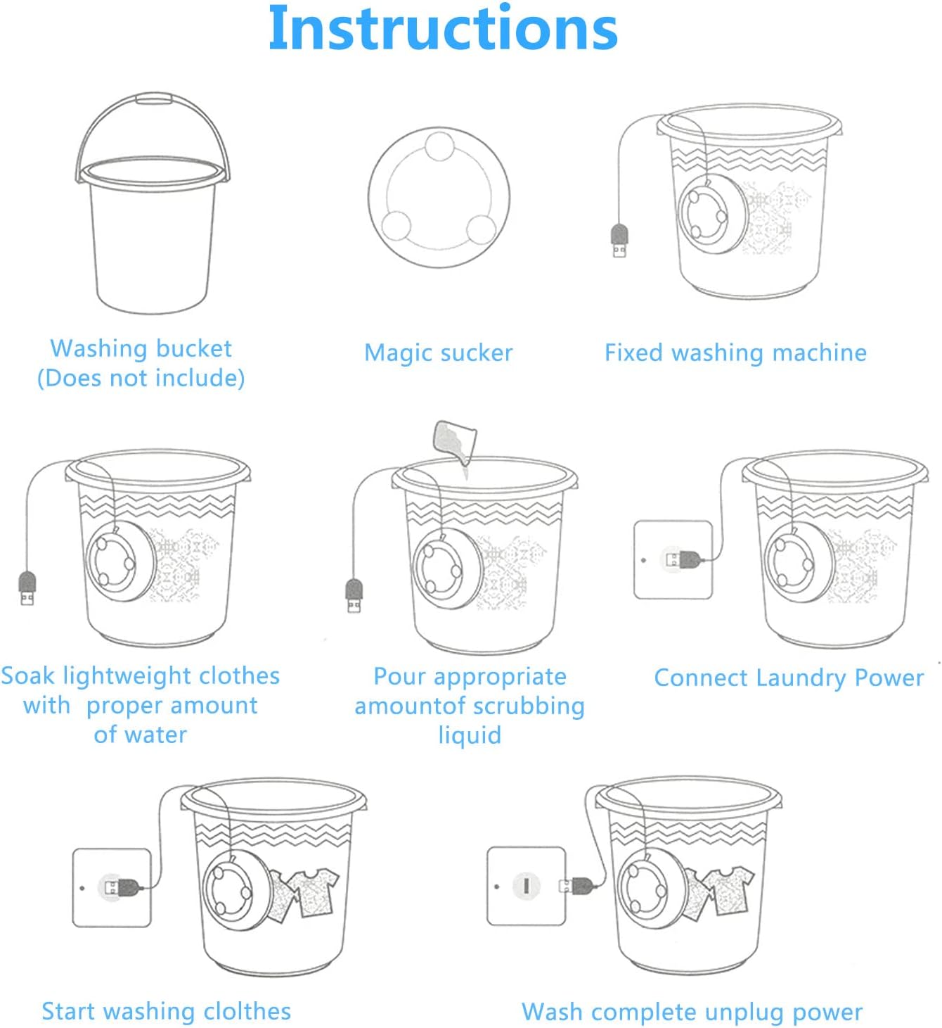 WAQIA Mini Washing Machine - Portable Ultrasonic Turbine Washer with USB for Travel, Business Trip, or College Rooms
