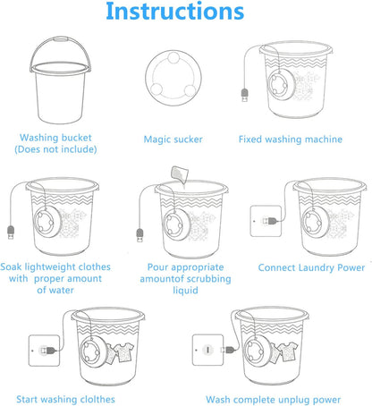 WAQIA Mini Washing Machine - Portable Ultrasonic Turbine Washer with USB for Travel, Business Trip, or College Rooms