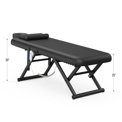 Dolonm Height Adjustable Massage Table with Face Pillow & Headrest for Treatment Table, Physical Therapy Table, Spa Facial Professional Massage Bed - Adjustable Backrest, Electric Leg Lifting, Black