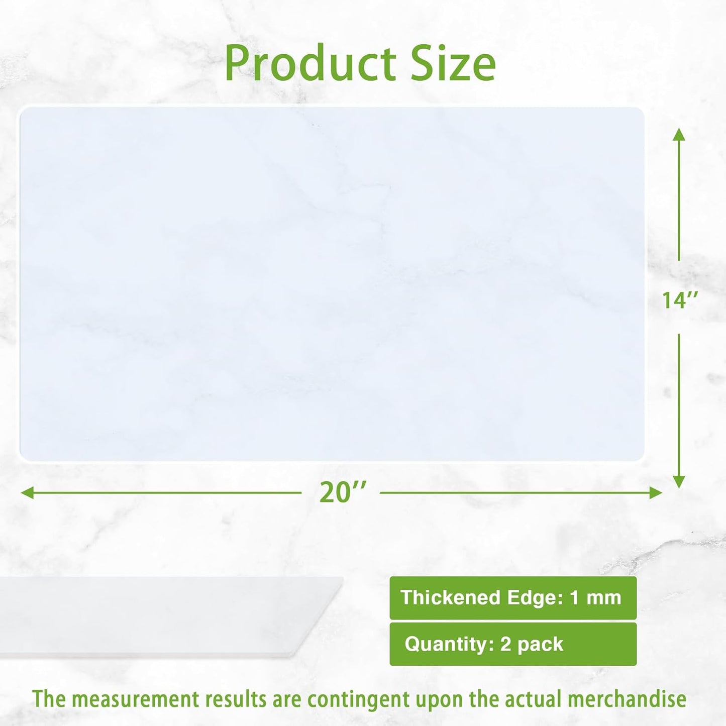 Large Clear Silicone Mats for Kitchen Counter, 14” x 20” Non-slip Waterproof Countertop Protector Liner (2/Pack)