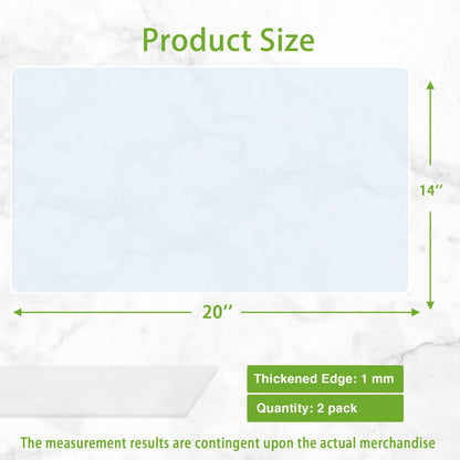 Large Silicone Mats for Kitchen Counter: 14” x 20”(1mm) Clear Non-slip Waterproof Countertop Protector Liner - Non-Stick Baking Mat - Heat Resistant Placemat for Pastry Translucent (2/Pack)
