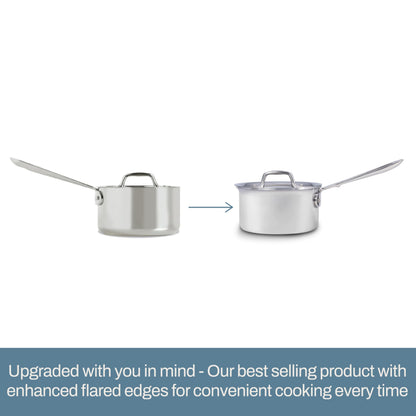 All-Clad D3® Stainless Steel 1 Quart Sauce Pan Covered- Made in the USA- The Original Bonded Professional Cookware- Oven Safe & Induction Compatible
