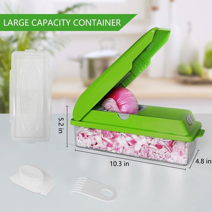 LHS Professional Vegetable Chopper - 5-in-1 Food Slicer & Dicer with Storage Containers | Green