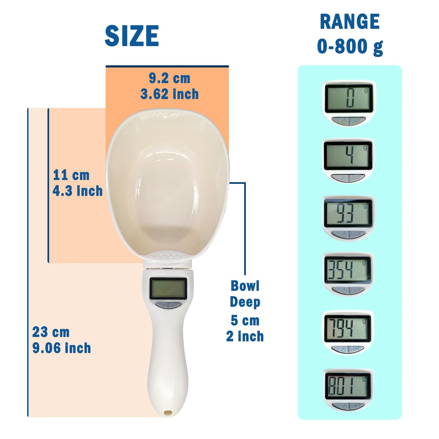 Electronic Measuring Spoon, Weighs 0.1g-800g Precision, Digital Kitchen Spoon Scale, Clear LCD Display, Includes Button Battery, Ideal For Cooking, Baking, Coffee Brewing, Pet Feeding