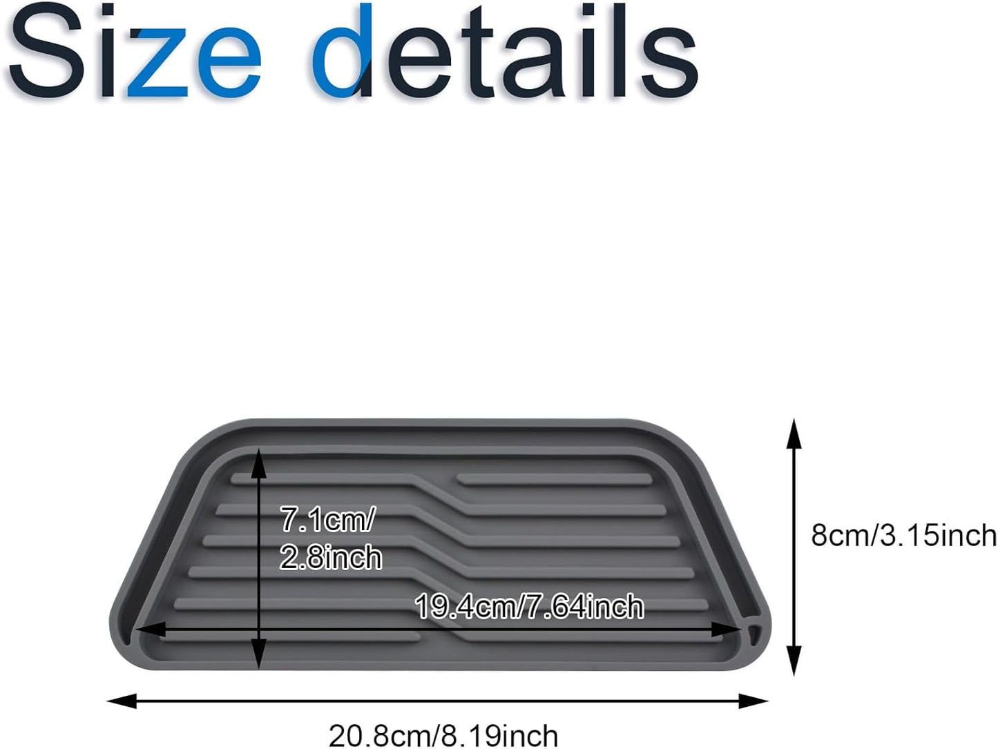 Refrigerator Drip Catcher Tray, Non-Slip Silicone Rectangular Cuttable Water Dispenser Drip Tray for Fridge Spills