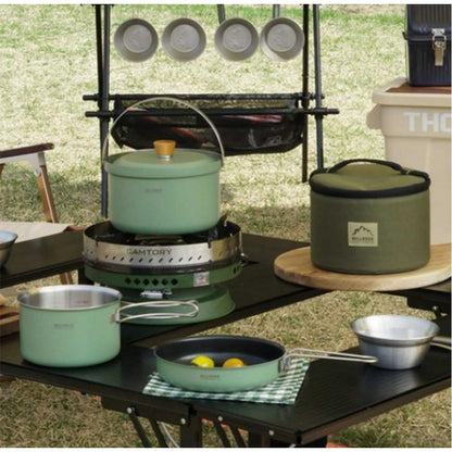 It likes Bellrock Premium Quality Stainless Steel Camping Cookware Set - 9 Piece Deluxe Family Cookset Green