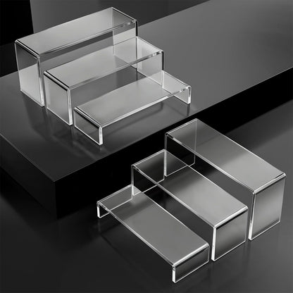 WEITELAI 6 PCS Clear Acrylic Display Risers, Acrylic Risers for Display, Transparent Rectangle Display Stand for Figures, Collectibles, Perfume, Jewelry, Desserts, Cosmetics