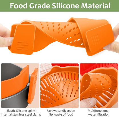 YEVIOR Clip on Strainer for All Pots Pan,Silicone Pasta Strainer Kitchen Gadgets,Collapsible Colander for Noodle,Vegetables,Fruit,Spaghetti (Grey)