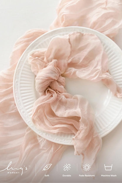 Ling's Moment Luxury Cloth Wedding Napkins - 19x19 Inch Reusable Cheesecloth Linen Napkins for Wedding Reception, Bridal Shower, Dinner Table - Washable, Durable (Set of 10), [Blush]