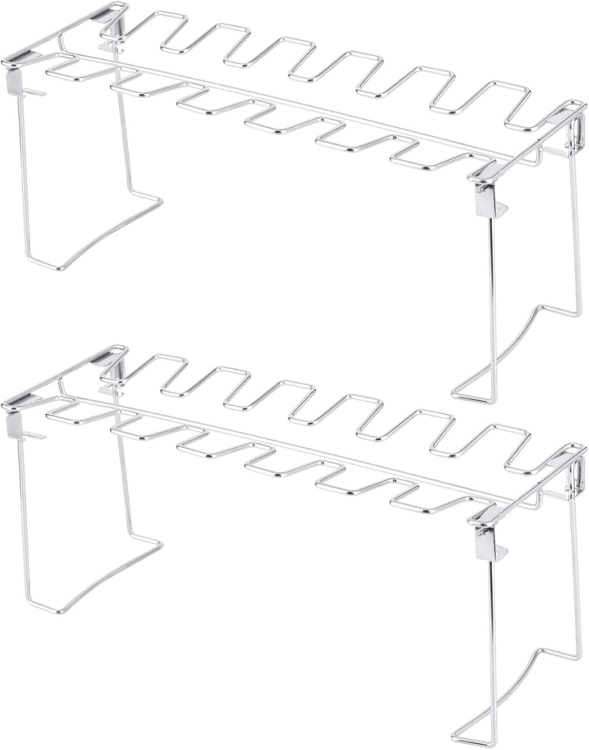 Zerodis 2 Pcs Chicken Leg Wing Grill Rack, 12 Slots Stainless Steel Barbecue Roaster Stand for Outdoor Cooking