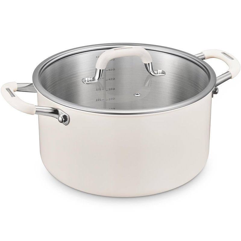 10 Quart Nonstick Stock Pot with Lid, BEZIA Fully-Clad 3-Ply Stainless Steel Pots, Induction Soup Pot with Lid, Kitchen Cooking Pots with Silicone Handle, for All Cooktops, Free of PTFE/PFOA/PFOS