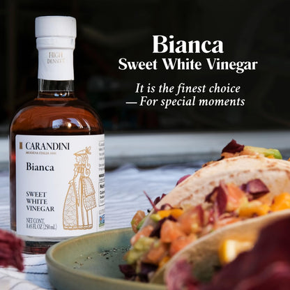Carandini Emilio Silver Balsamic Vinegar of Modena PGI & Bianca Sweet White Vinegar Combo Set, Premium Italian Vinegars, Perfect for Mother's Day Gift | Made in Italy - 8.45 fl oz (2 Bottles)