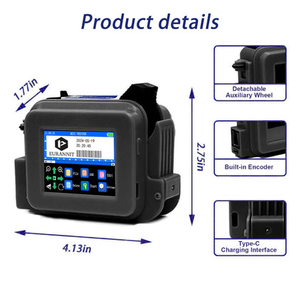 Eurannit XMINI Handheld Inkjet Printer, Portable Mini Inkjet Coding Machine 0.5 inch Nozzle with ER520 Fast Drying Ink Cartridge, for Text Date Barcode Batch Number Image Logo on Any Surface
